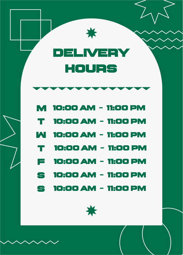 Delivery Hours Timetable